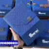 Sổ tay bìa còng da gập 2 kèm nam châm , màu xanh - In logo Công Ty Seatax