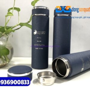 Bình giữ nhiệt nhám sần cao cấp 500ml -màu xanh - Quà tặng doanh nghiệp độc đáo