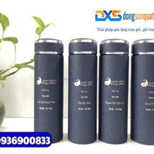 Bình giữ nhiệt nhám sần cao cấp 500ml -màu xanh - Quà tặng doanh nghiệp độc đáo