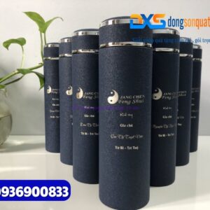 Bình giữ nhiệt nhám sần cao cấp 500ml -màu xanh - Quà tặng doanh nghiệp độc đáo