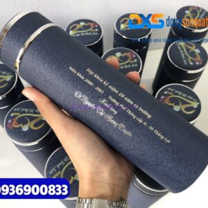 Bình giữ nhiệt nhám sần cao cấp 500ml -màu xanh - Quà tặng doanh nghiệp độc đáo