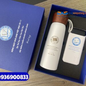 Set quà tặng tri ân ngành y tế ( Bình giữ nhiệt + Bút kim loại ) - In khắc logo Trường ĐH Y Dược