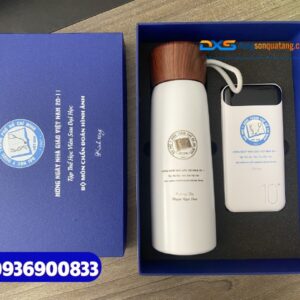 Set quà tặng tri ân ngành y tế ( Bình giữ nhiệt + Bút kim loại ) - In khắc logo Trường ĐH Y Dược
