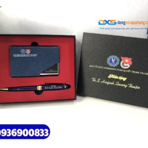 Set quà tặng Cán Bộ Đoàn ( Hộp name card+Bút kim loại cao cấp )- SQX 020 | In ấn logo ĐTN Đại Học Luật