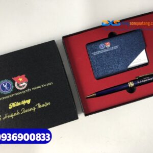 Set quà tặng Cán Bộ Đoàn ( Hộp name card+Bút kim loại cao cấp )- SQX 020 | In ấn logo ĐTN Đại Học Luật