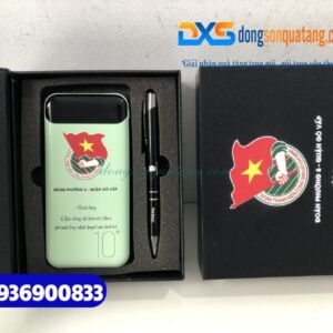Bộ quà tặng in logo Đoàn ( Pin sạc dự phòng + Bút kim loại )- BQX 001 - Quà tặng Đại Hội Cấp cao