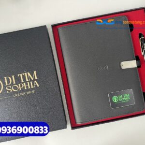 Set quà tặng công nghệ ( Sổ tay thông minh + Bút kim loại ) -SQX 019 | Khắc nội dung Cafe học thuật ĐI TÌM SOPHIA