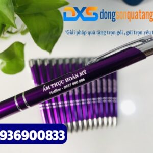 Bút bi bấm kim loại - BKX 008 - Màu hồng - In khắc logo làm quà tặng khách hàng