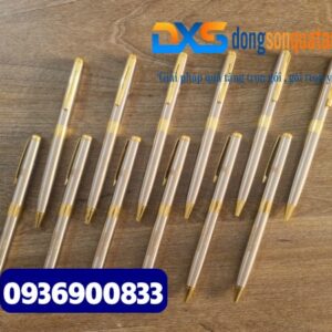 Bút ký kim loại-BKX 011 - Màu inox phối vàng - In khắc nội dung , slogan
