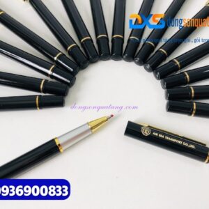 Bút ký kim loại nắp mở - Màu đen,khoen vàng - Khắc logo AIR SEA TRANSPORT