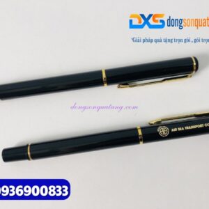 Bút ký kim loại nắp mở - Màu đen,khoen vàng - Khắc logo AIR SEA TRANSPORT