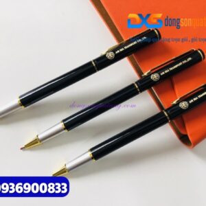 Bút ký kim loại nắp mở - Màu đen,khoen vàng - Khắc logo AIR SEA TRANSPORT