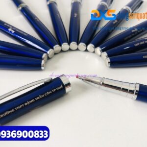 Bút kim loại nắp mở - Khoen bạc - Màu xanh -BKX 004 - Khắc nội dung tri ân thầy cô giáo