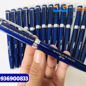 Bút kim loại nắp mở - Khoen bạc - Màu xanh -BKX 004 - Khắc nội dung tri ân thầy cô giáo