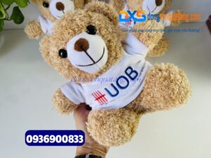 Gấu Bông Teddy màu nâu Thêu Hình Logo Ngân Hàng UOB