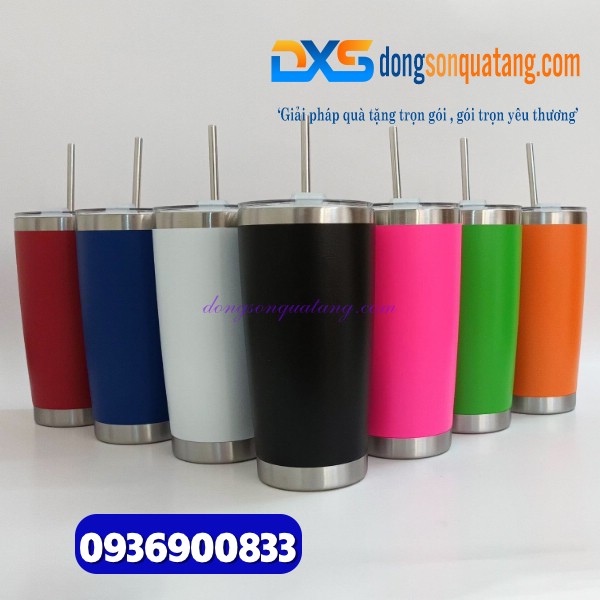 Ly giữ nhiệt 600ml Màu đen - Khắc logo làm quà tặng quảng cáo