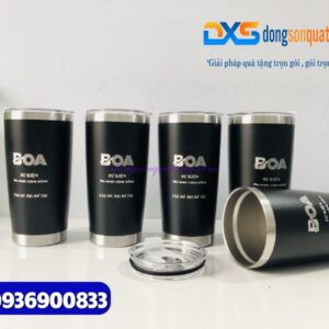 Ly giữ nhiệt 600ml Màu đen - Khắc logo làm quà tặng quảng cáo