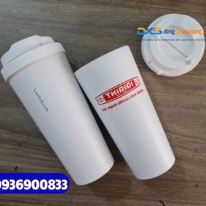 Set quà tết in logo ( Sổ tay bìa còng+ Ly giữ nhiệt chính hãng LocknLock ) in khắc Logo doanh nghiep THIBIDI