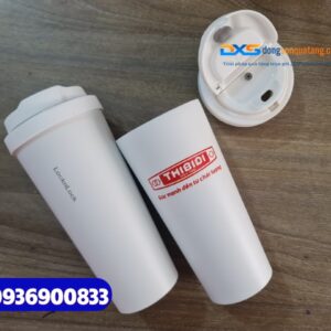 Set quà tết in logo ( Sổ tay bìa còng+ Ly giữ nhiệt chính hãng LocknLock ) in khắc Logo doanh nghiep THIBIDI