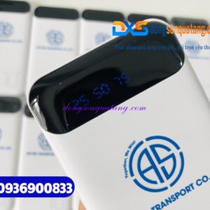 Pin sạc dự phòng 10000 mAh WK WP 161 , màu trắng , hiện thị phần % - in logo AIR SEA TRANSPORT