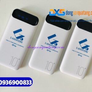 Pin sạc dự phòng 10000 mAh WK WP 161 , màu trắng , hiện thị phần % - in logo AIR SEA TRANSPORT