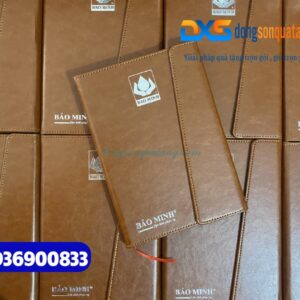 Sổ tay dán gáy gập 3 Màu nâu - Ép kim logo Bảo hiểm Bảo Minh - dongsongifts