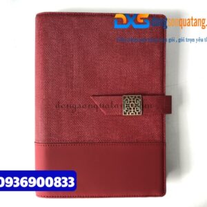 Sổ tay bìa da pu màu đỏ in logo Công Ty số lượng lớn