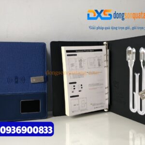 Sổ sạc ghi chép đa năng , màu xanh , - In ấn logo Công Ty