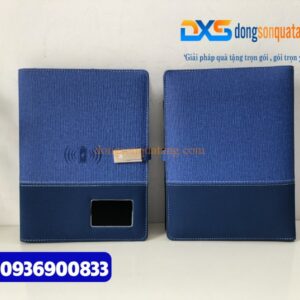 Sổ sạc ghi chép đa năng , màu xanh , - In ấn logo Công Ty