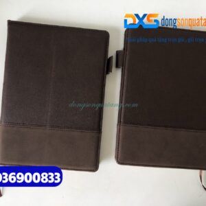 Sổ Tay Dán Gáy Bìa Da Cao Cấp , màu xanh LÁ - In Logo Doanh Nghiệp