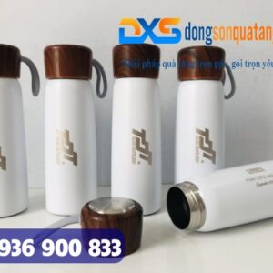 BGN 004 - Bình Giữ Nhiệt Nắp Vân Gỗ In Logo Làm Quà Tặng Khách Hàng