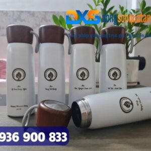 BGN 004 - Bình Giữ Nhiệt Nắp Vân Gỗ In Logo Làm Quà Tặng Khách Hàng