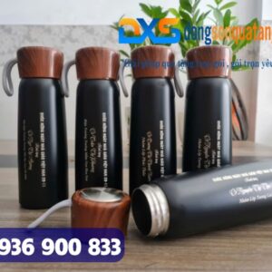 BGN 004 - Bình Giữ Nhiệt Nắp Vân Gỗ In Logo Làm Quà Tặng Khách Hàng