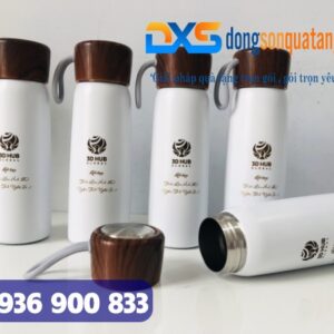 BGN 004 - Bình Giữ Nhiệt Nắp Vân Gỗ In Logo Làm Quà Tặng Khách Hàng