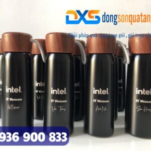 BGN 004 - Bình Giữ Nhiệt Nắp Vân Gỗ In Logo Làm Quà Tặng Khách Hàng