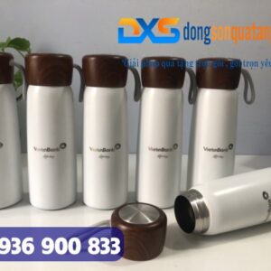 BGN 004 - Bình Giữ Nhiệt Nắp Vân Gỗ In Logo Làm Quà Tặng Khách Hàng