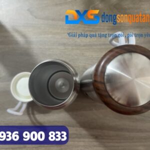 BGN 004 - Bình Giữ Nhiệt Nắp Vân Gỗ In Logo Làm Quà Tặng Khách Hàng