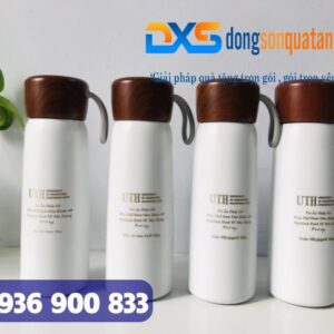 BGN 004 - Bình Giữ Nhiệt Nắp Vân Gỗ In Logo Làm Quà Tặng Khách Hàng