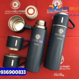 BGN 006 – Bình Giữ Nhiệt In Logo Công Ty 2 Cốc 3 Màu Dung Tích 500ml