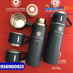 BGN 006 – Bình Giữ Nhiệt In Logo Công Ty 2 Cốc 3 Màu Dung Tích 500ml