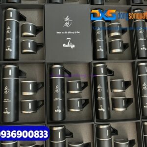 BGN 006 – Bình Giữ Nhiệt In Logo Công Ty 2 Cốc 3 Màu Dung Tích 500ml