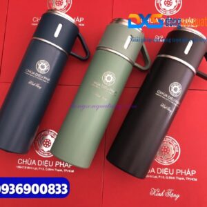 BGN 006 – Bình Giữ Nhiệt In Logo Công Ty 2 Cốc 3 Màu Dung Tích 500ml