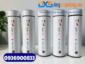 Bình giữ nhiệt màu trắng inox 304 in nội dung theo yêu cầu