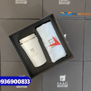 Set quà tặng lĩnh vực thuế (Ly giữ nhiệt & Túi vải canvas )-SQX 022 | In logo Công ty kiểm toán SAAC