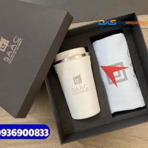 Set quà tặng lĩnh vực thuế (Ly giữ nhiệt & Túi vải canvas )-SQX 022 | In logo Công ty kiểm toán SAAC