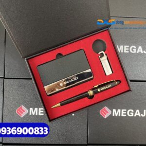 Set quà tặng nhân viên văn phòng ( Usb + Hộp namecard + Bút kim loại )- SQX 021| In logo MEGAJET