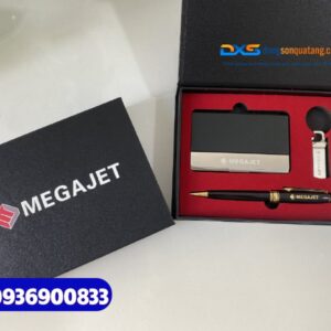 Set quà tặng nhân viên văn phòng ( Usb + Hộp namecard + Bút kim loại )- SQX 021| In logo MEGAJET