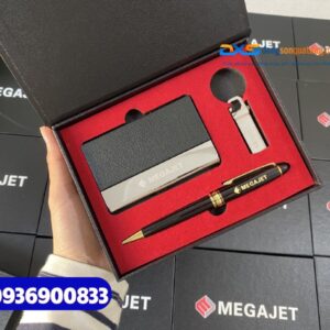 Set quà tặng nhân viên văn phòng ( Usb + Hộp namecard + Bút kim loại )- SQX 021| In logo MEGAJET