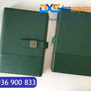 SDX 006 - Sổ Còng Bìa Da In Logo A5 Màu Xanh Lá Có Khóa Cài Nam Châm Gập 2
