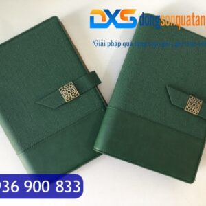 SDX 006 - Sổ Còng Bìa Da In Logo A5 Màu Xanh Lá Có Khóa Cài Nam Châm Gập 2